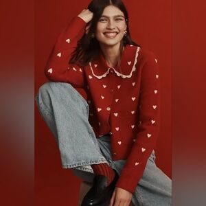 Red Heart Patterned Women's Sweater